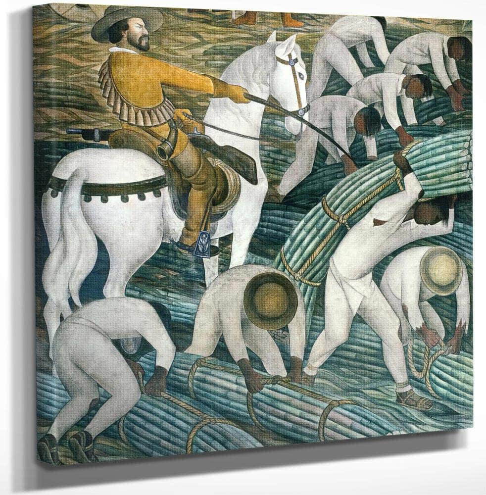 12" x 12" / Canvas Wrap Sugar Mill By Diego Rivera Fine Art Print