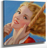 12" x 12" / Canvas Wrap Swinging Girl Liberty Magazine Cover August 27 1932 By Leslie Thrasher Fine Art Print