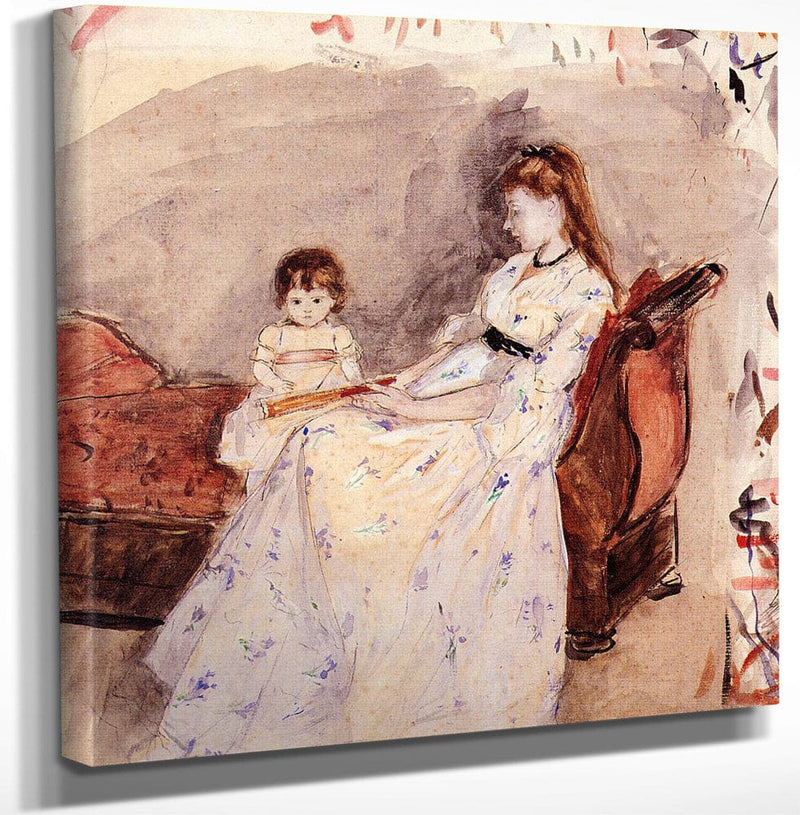 12" x 12" / Canvas Wrap The Artists Sister Edma With Her Daughter Jeanne 1872 Watercolor National Gallery Of Art Washinton By Berthe Morisot Fine Art Print