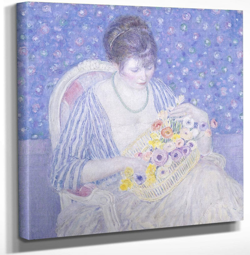 12" x 12" / Canvas Wrap The Basket Of Flowers By Frederick Carl Frieseke Fine Art Print