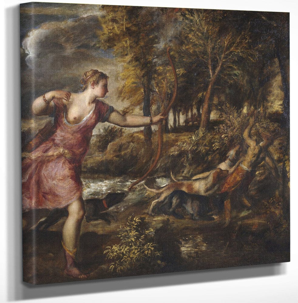 12" x 12" / Canvas Wrap The Death Of Actaeon By Titian Fine Art Print