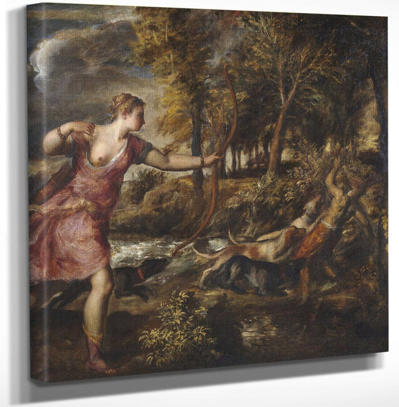12" x 12" / Canvas Wrap The Death Of Actaeon By Titian Fine Art Print