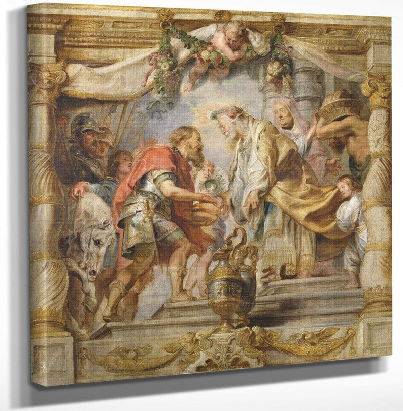 12" x 12" / Canvas Wrap The Meeting Of Abraham And Melchizedek By Peter Paul Rubens Fine Art Print
