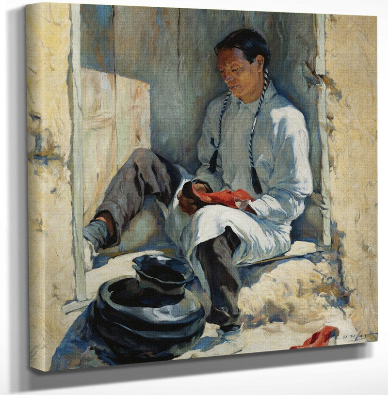 12" x 12" / Canvas Wrap The Red Moccasins By Walter Ufer Fine Art Print