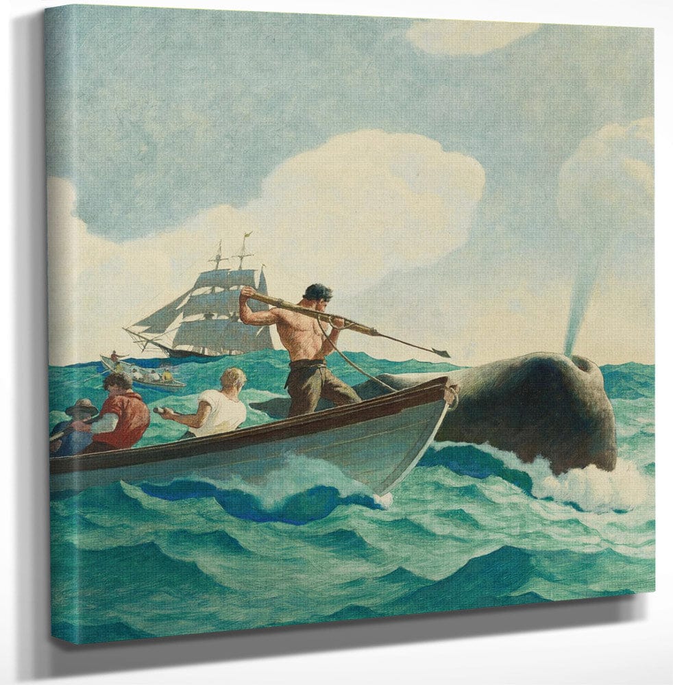 12" x 12" / Canvas Wrap The Story Of Whaling By Nc Wyeth Fine Art Print