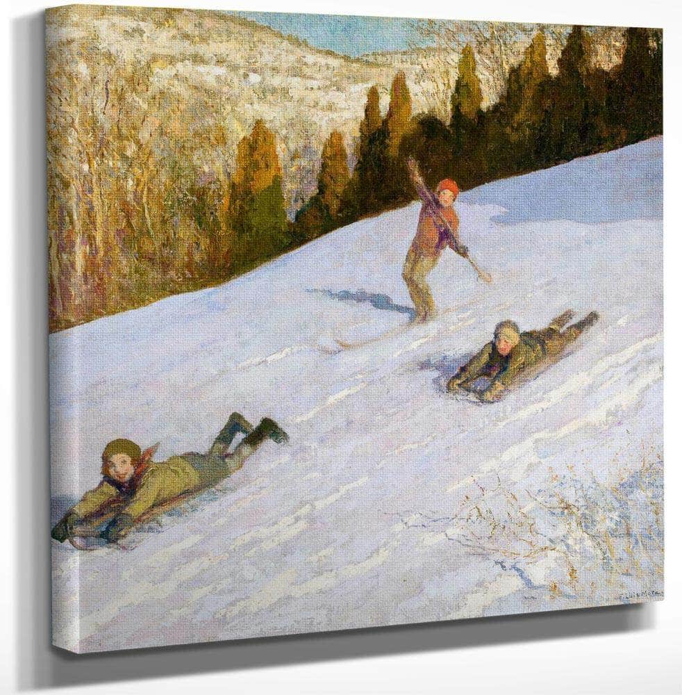 12" x 12" / Canvas Wrap The Winter Race By Francis Luis Mora Fine Art Print