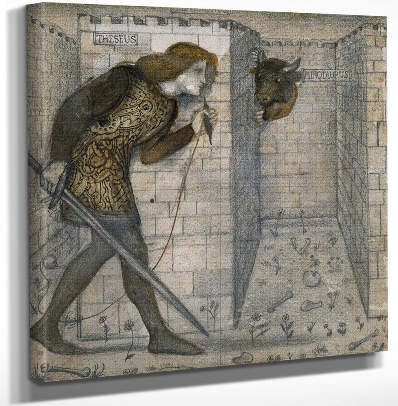 12" x 12" / Canvas Wrap Theseus And The Minotaur 1861 By Edward Burne Jones Fine Art Print