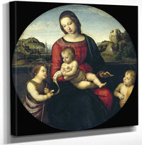 12" x 12" / Canvas Wrap Tondo Of The Virgin And Child With John The Baptist And A Holy Boy (The Madonna Terrranuova) By Raphael Fine Art Print