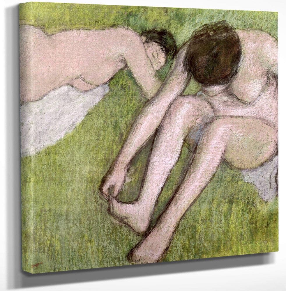 12" x 12" / Canvas Wrap Two Bathers On The Grass By Edgar Degas Fine Art Print