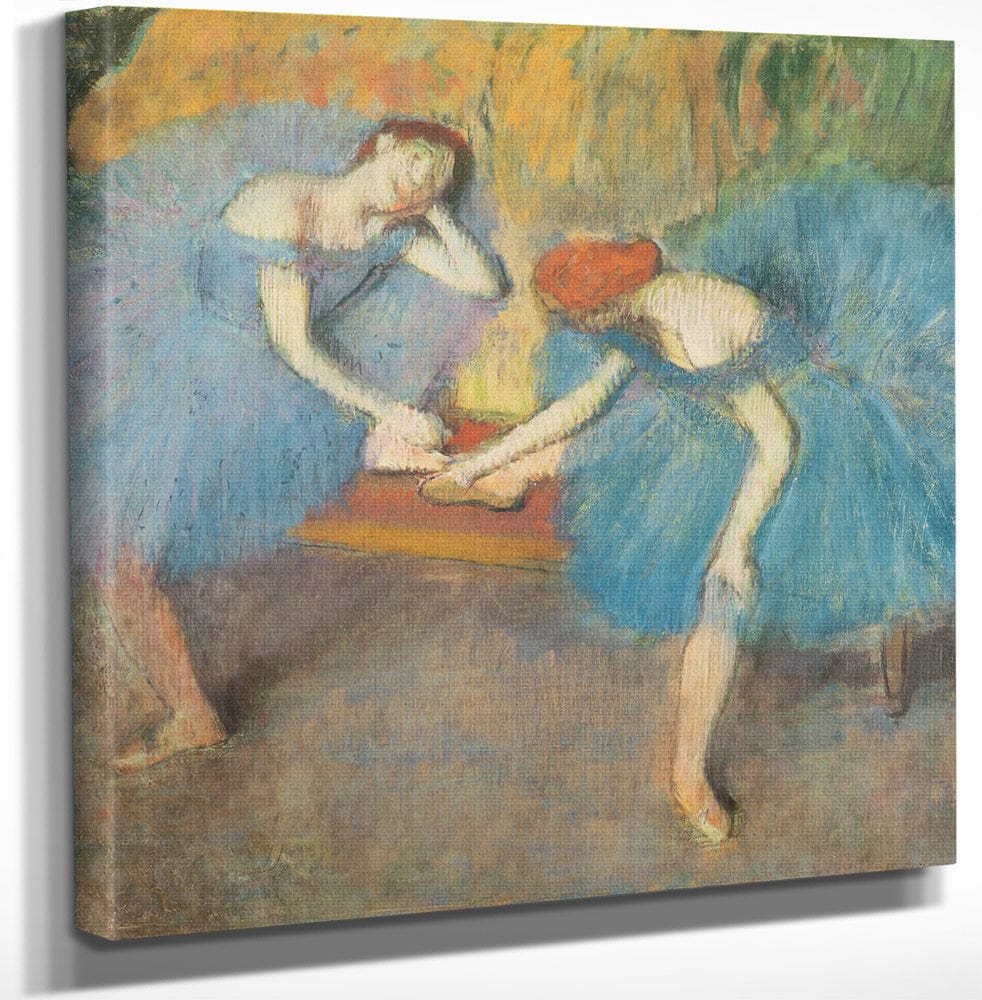 12" x 12" / Canvas Wrap Two Dancers At Rest Or, Dancers In Blue By Edgar Degas Fine Art Print