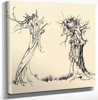 12" x 12" / Canvas Wrap Two Trees By Arthur Rackham Fine Art Print