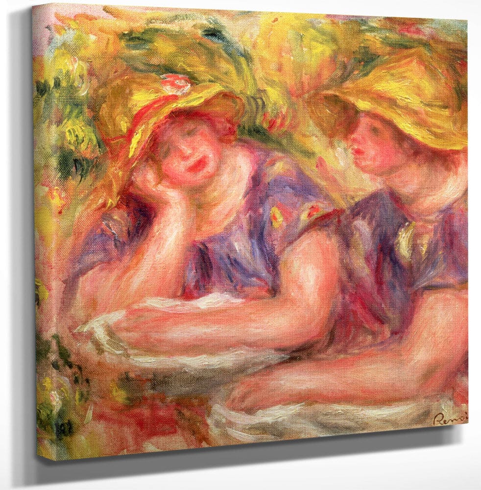 12" x 12" / Canvas Wrap Two Women In Blue Blouses By Pierre Auguste Renoir Fine Art Print