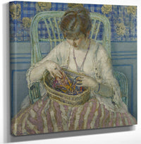 12" x 12" / Canvas Wrap Unraveling Silk By Frederick Carl Frieseke Fine Art Print