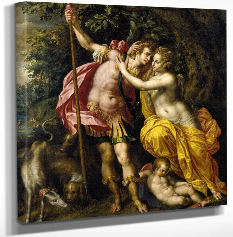 12" x 12" / Canvas Wrap Venus And Adonis By Hendrick De Clerck Fine Art Print
