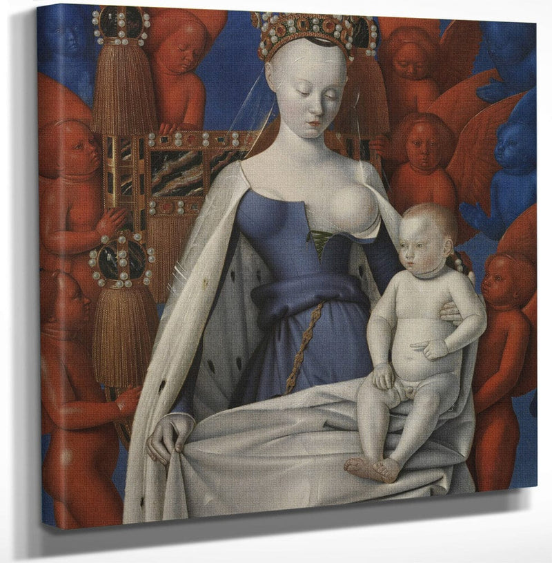 12" x 12" / Canvas Wrap Virgin And Child Surrounded By Angels By Jean Fouquet Fine Art Print