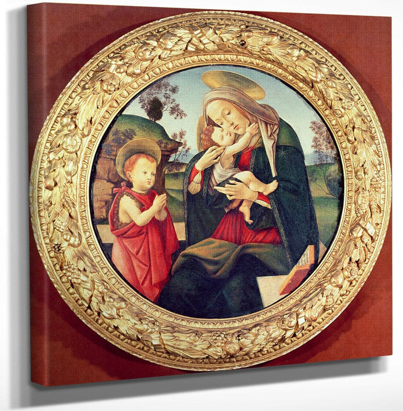 12" x 12" / Canvas Wrap Virgin And Child With John The Baptist By Sandro Botticelli Fine Art Print