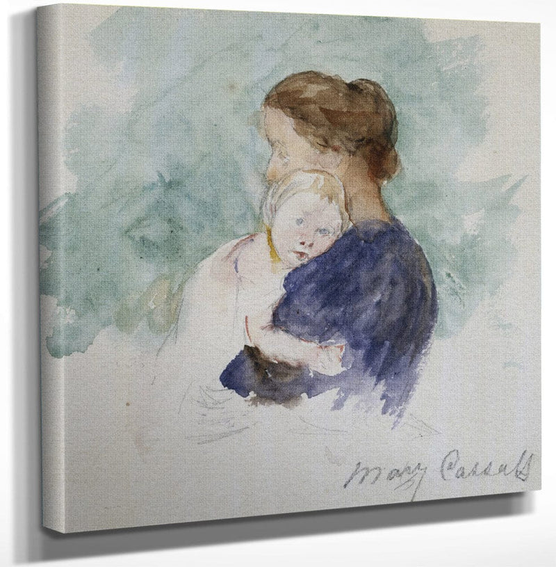 12" x 12" / Canvas Wrap Watercolor Of Mother And Child By Mary Cassatt Fine Art Print