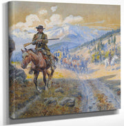 12" x 12" / Canvas Wrap When Guns Were The Locks Of The Treasure Box By Charles Marion Russell Fine Art Print