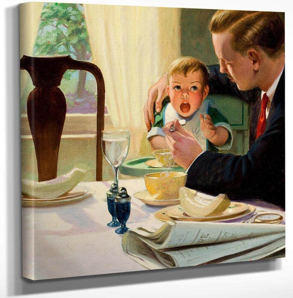 12" x 12" / Canvas Wrap Wheres Mama Liberty Magazine Cover October 1929 By Leslie Thrasher Fine Art Print