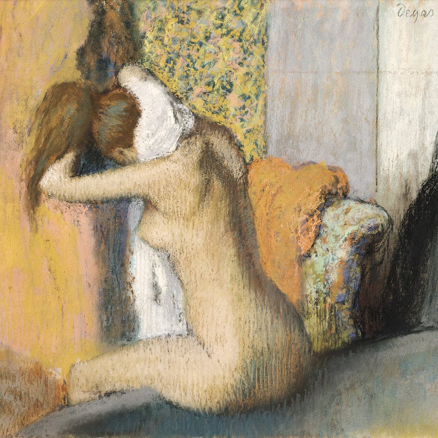 12" x 12" / Fine Art Paper After The Bath, Woman Drying Her Neck By Edgar Degas Fine Art Print
