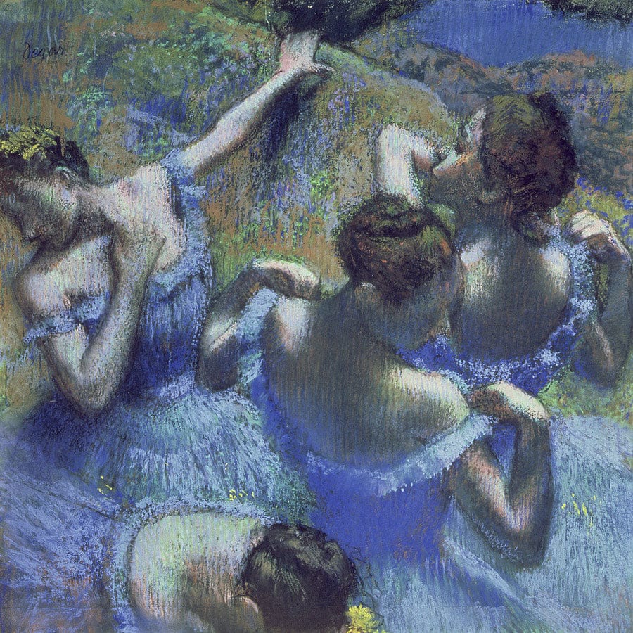 12" x 12" / Fine Art Paper Blue Dancers By Edgar Degas Fine Art Print