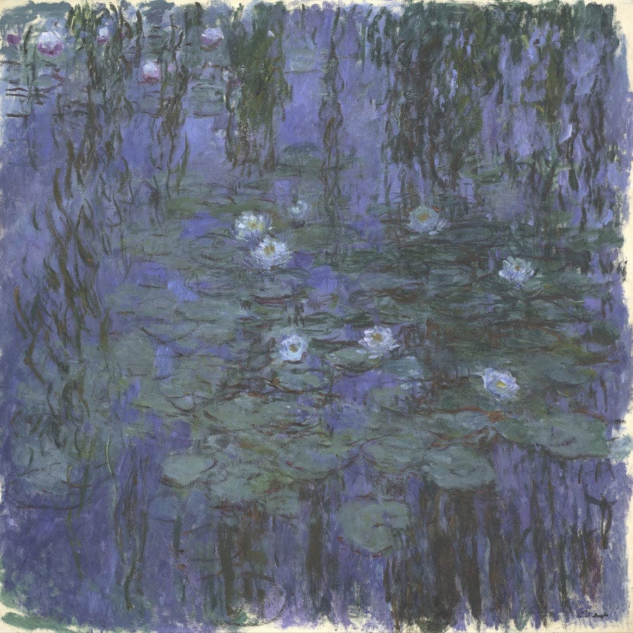12" x 12" / Fine Art Paper Blue Water Lilies By Claude Monet Fine Art Print