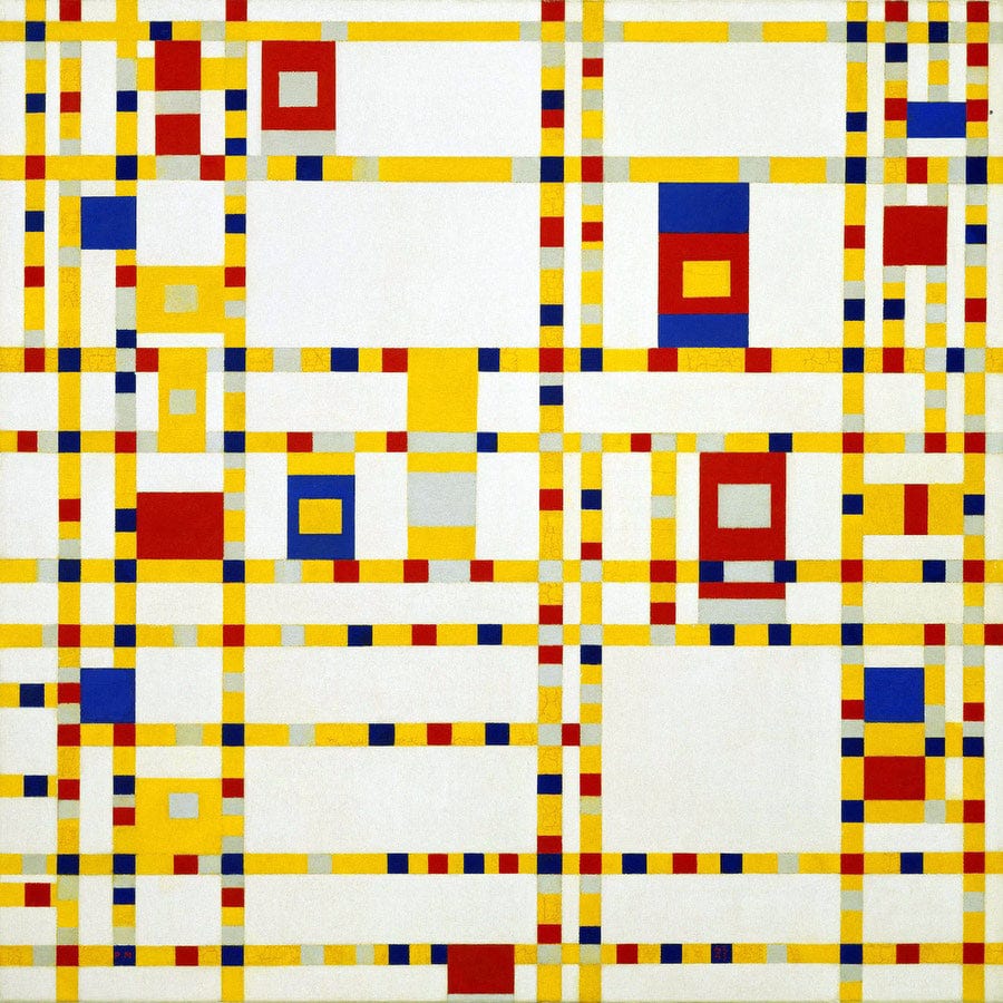 12" x 12" / Fine Art Paper Broadway Boogie Woogie By Piet Mondrian Fine Art Print
