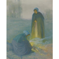 12" x 12" / Fine Art Paper By The Fire By Myron G Barlow Fine Art Print