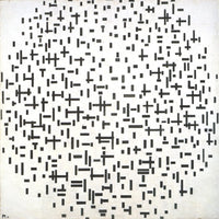 12" x 12" / Fine Art Paper Compositie in lijn, tweede staat, 1916-1917 By Piet Mondrian Fine Art Print