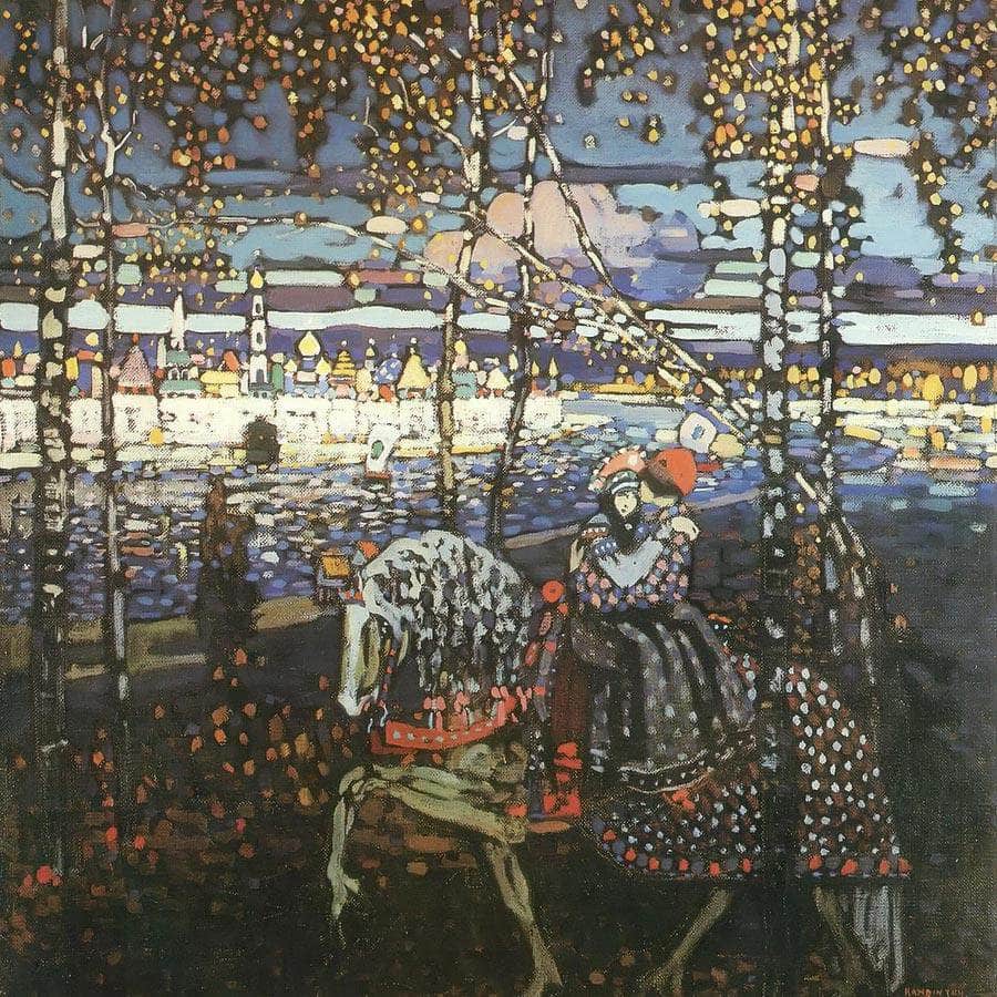 12" x 12" / Fine Art Paper Couple Riding By Wassily Kandinsky Fine Art Print