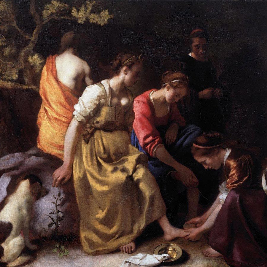 12" x 12" / Fine Art Paper Diana And Her Companions 1654 By Johannes Vermeer Fine Art Print