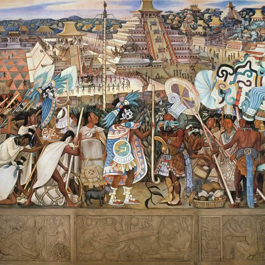12" x 12" / Fine Art Paper Festivals And Ceremonies Totonac Civilization By Diego Rivera Fine Art Print