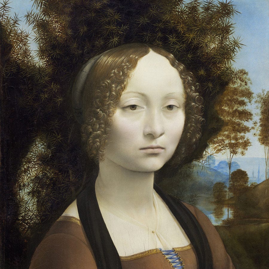 12" x 12" / Fine Art Paper Ginevra De' Benci [Obverse] By Leonardo Da Vinci Fine Art Print