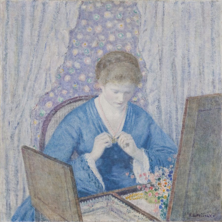 12" x 12" / Fine Art Paper Girl In Blue By Frederick Carl Frieseke Fine Art Print