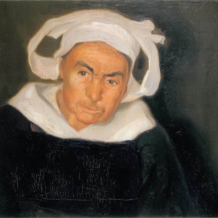 12" x 12" / Fine Art Paper Head Of A Breton Woman By Diego Rivera Fine Art Print