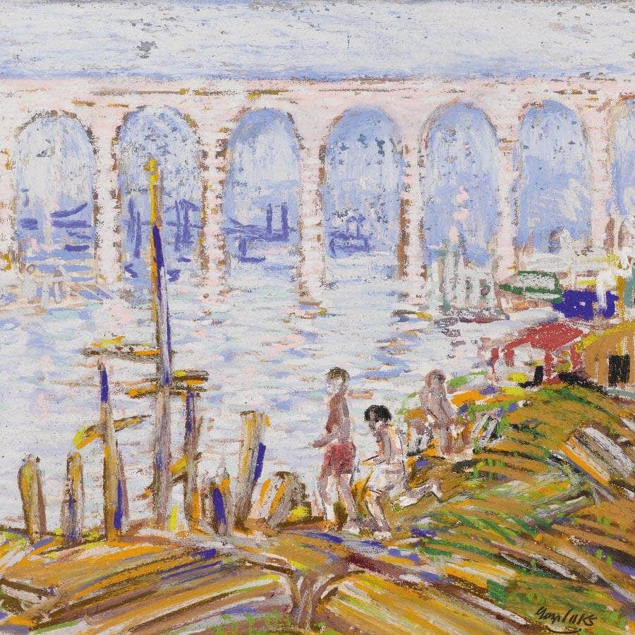 12" x 12" / Fine Art Paper High Bridge Harlem River Circa 1915 By Everett Shinn Fine Art Print