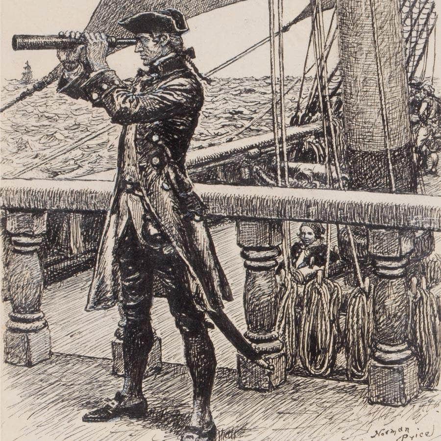 12" x 12" / Fine Art Paper On The Lookout By Norman Mills Price Fine Art Print