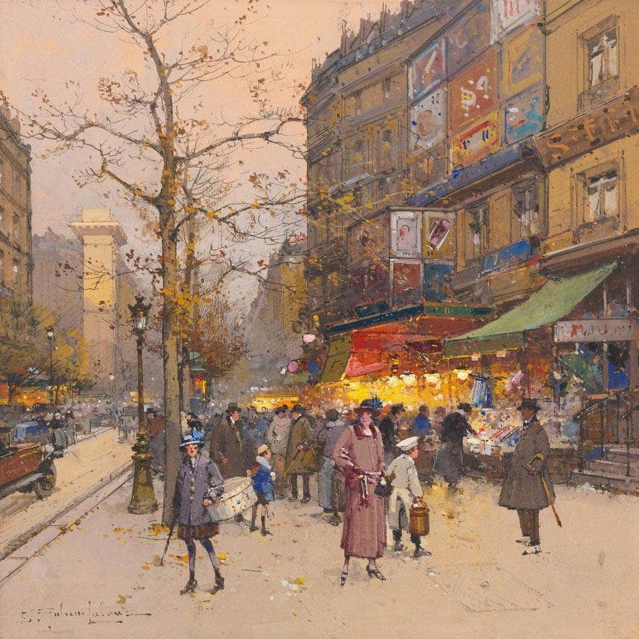 12" x 12" / Fine Art Paper Porte Saint Martin By Eugene Galien Laloue Fine Art Print
