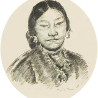 12" x 12" / Fine Art Paper Portrait Of An Indian Woman By Francis Luis Mora Fine Art Print