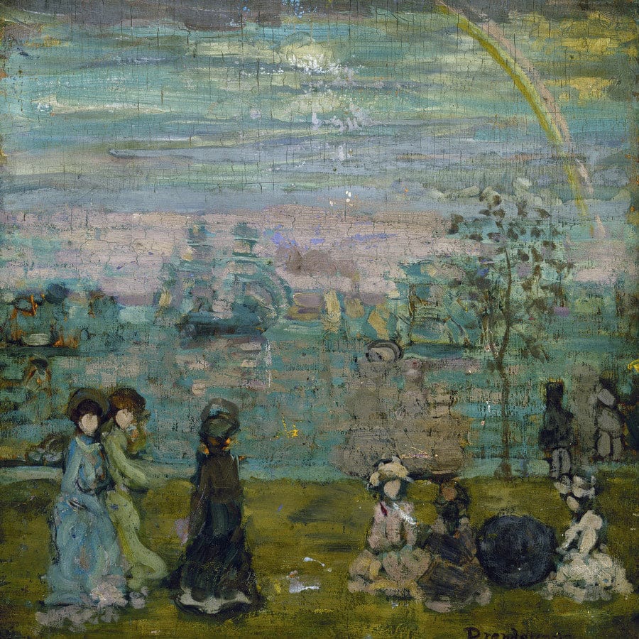 12" x 12" / Fine Art Paper Promenade With Parasols By Maurice Brazil Prendergast Fine Art Print