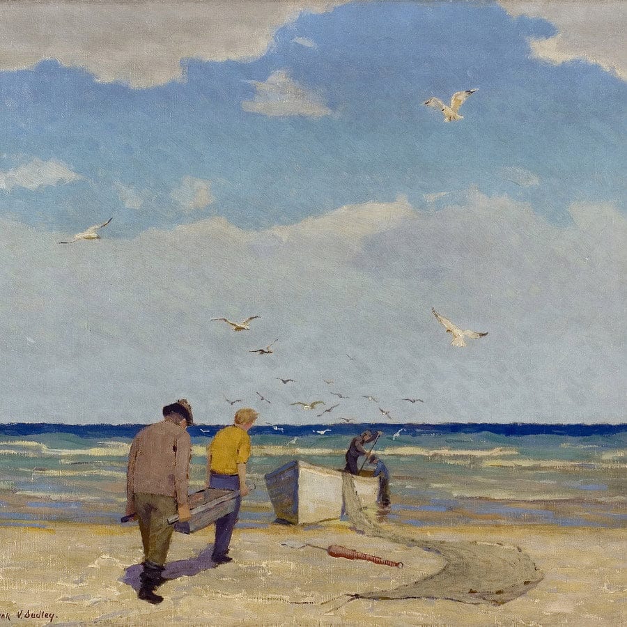 12" x 12" / Fine Art Paper Return Of The Fisherman By Frank V. Dudley Fine Art Print