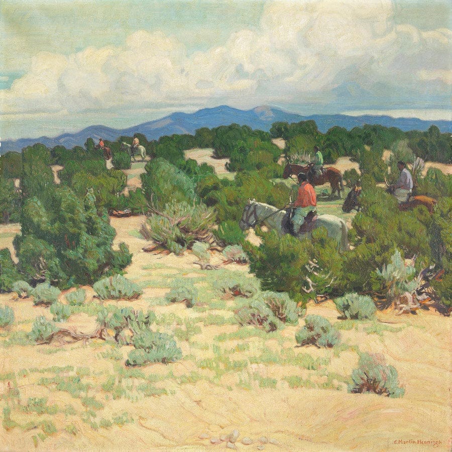12" x 12" / Fine Art Paper Riders In The Foothills By Walter Ufer Fine Art Print