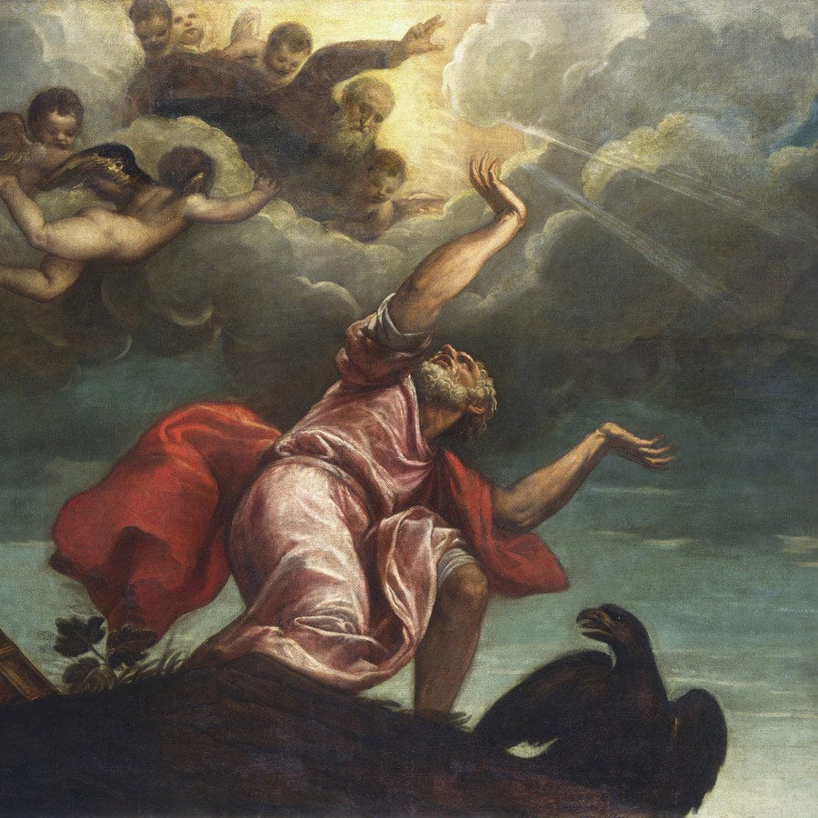 12" x 12" / Fine Art Paper Saint John The Evangelist On Patmos By Titian Fine Art Print
