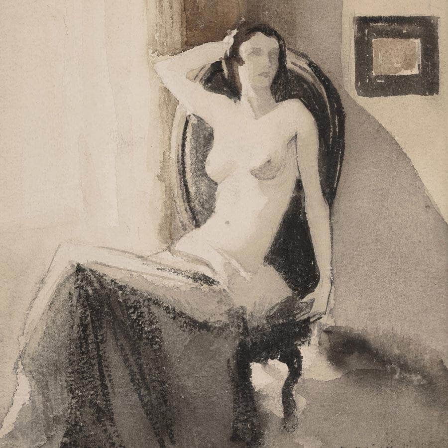 12" x 12" / Fine Art Paper Seated Nude By Everett Shinn Fine Art Print