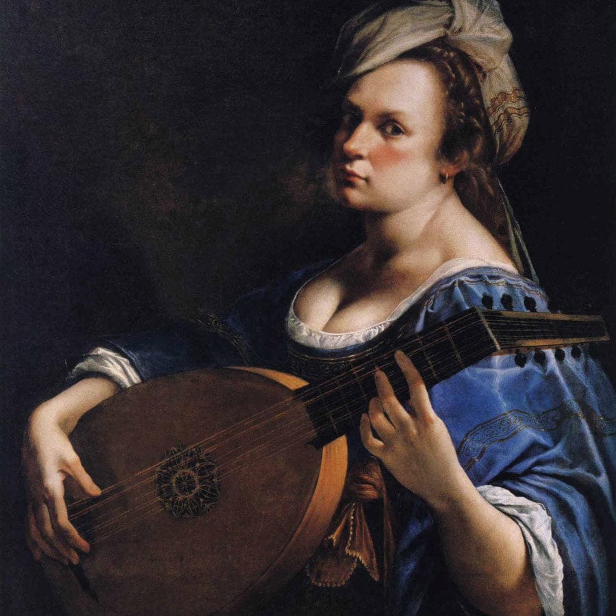 12" x 12" / Fine Art Paper Self Portrait As A Lute Player 1617 By Artemisia Gentileschi Fine Art Print