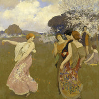 12" x 12" / Fine Art Paper Spring Dance By Arthur Frank Mathews Fine Art Print