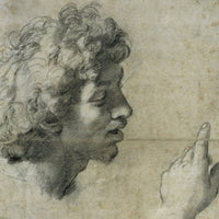 12" x 12" / Fine Art Paper Study For The Head And Hand Of An Apostle By Raphael Fine Art Print