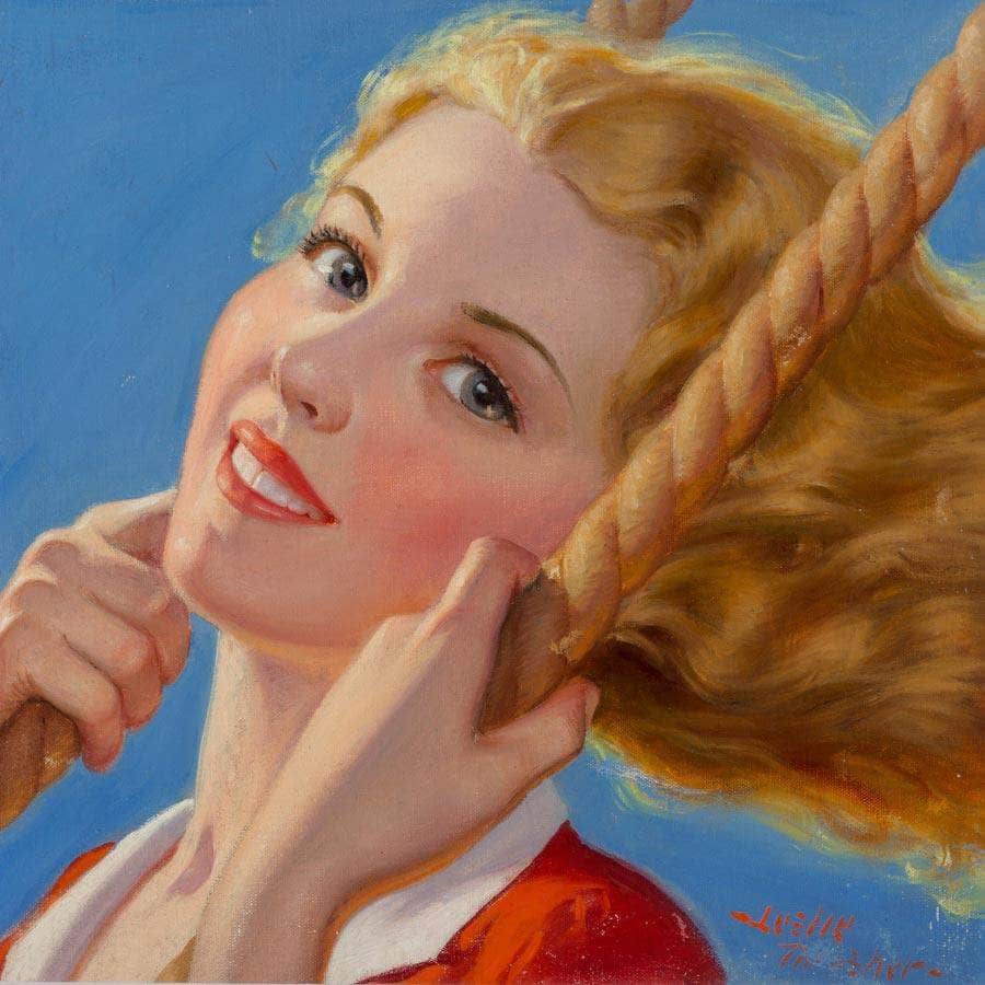 12" x 12" / Fine Art Paper Swinging Girl Liberty Magazine Cover August 27 1932 By Leslie Thrasher Fine Art Print