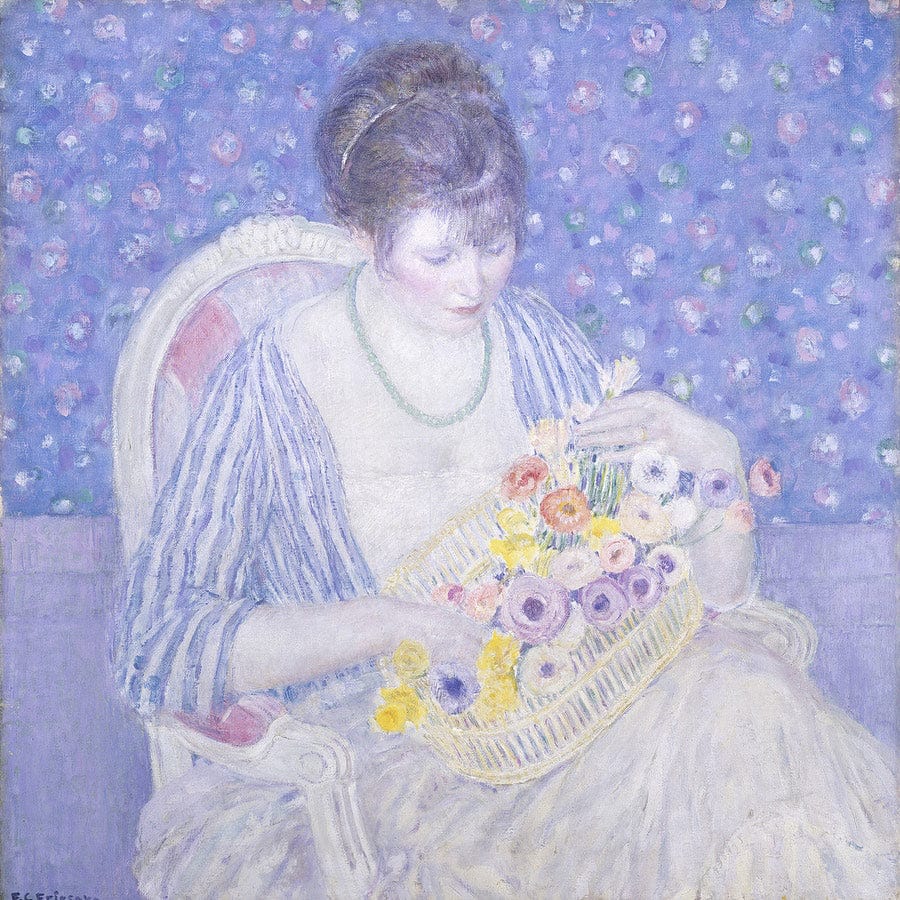 12" x 12" / Fine Art Paper The Basket Of Flowers By Frederick Carl Frieseke Fine Art Print