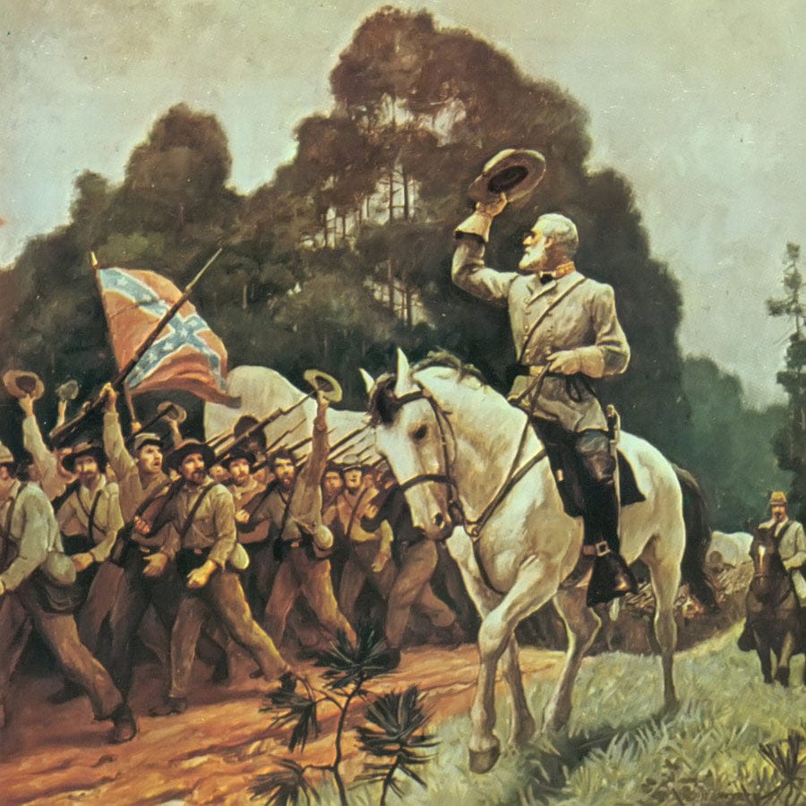 12" x 12" / Fine Art Paper The Confederate Battle Flage Faithful Troops Cheer General Lee By Nc Wyeth Fine Art Print